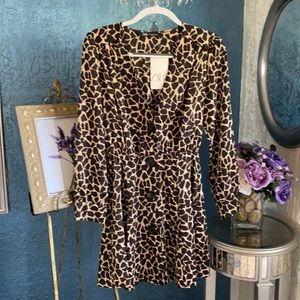 Zara Giraffe Print Dress Dark Brown and Tan size XS